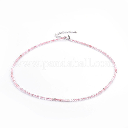Fraise naturelle colliers de perles de quartz NJEW-F245-A08-1