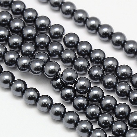 Brins de perles rondes en verre teinté écologique X-HY-A002-6mm-RB030-1