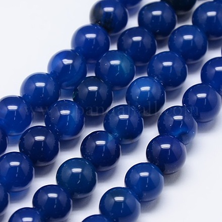 Natürliche Achat runde Perlen Strang X-G-L086-8mm-01-1
