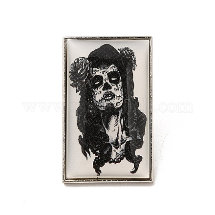 Skull with Flower Alloy Brooch for Backpack Clothes JEWB-G020-01P-1