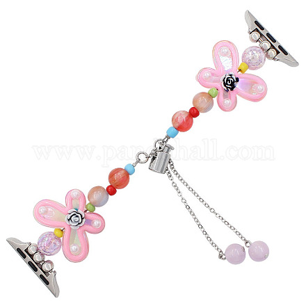Butterfly Acrylic Bead Watch Bands PW-WG15573-02-1
