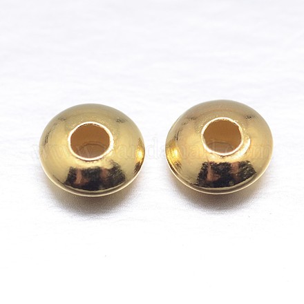 Véritables perles d'espacement rondes et plates en argent sterling plaquées or 18 carats STER-M101-12-3mm-1