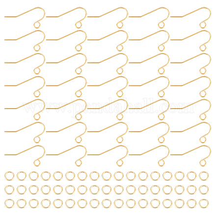 DICOSMETIC 60Pcs Stainless Steel Earring Hooks Gold Color Ear Wire Hooks with 60Pcs Jump Ring for Jewelry Making Supplies DIY Crafts DIY-DC0001-53-1