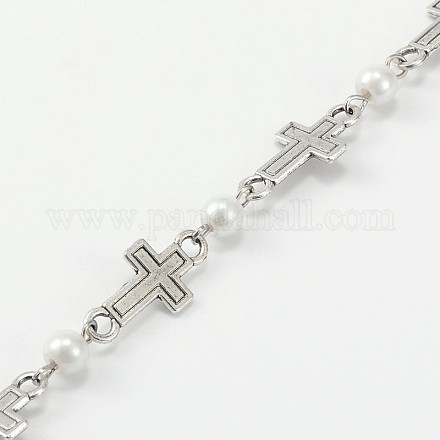 Perlas de cristal redondas hechas a mano cadenas para hacer collares pulseras AJEW-JB00075-01-1