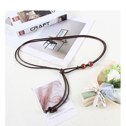 Узлы из искусственной кожи с круглыми акриловыми бусинами цвета сиены для платья FS-WG4F78E-03-1