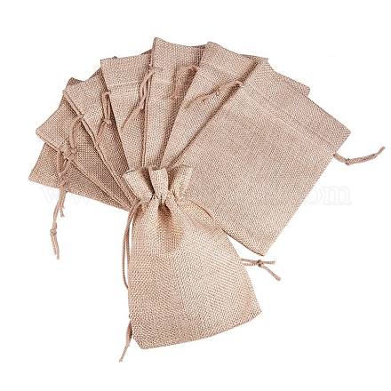 Bolsas de embalaje de arpillera de élite pandahall mochilas saco ABAG-PH0001-14x10cm-05-1