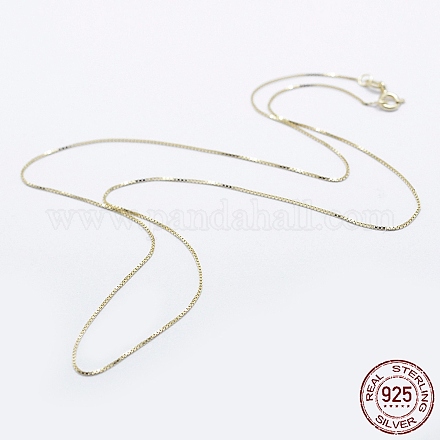 925 Sterling Silver Box Chain Necklaces STER-F039-40cm-03G-1