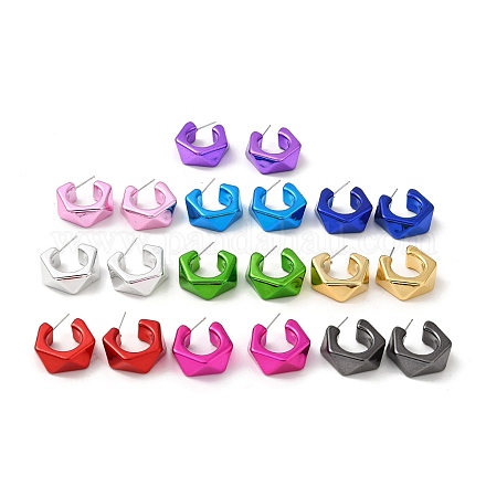 Boucles d'oreilles en acrylique polygone EJEW-P251-03-1