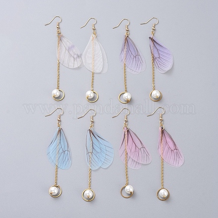 Glass Pearl Dangle Earrings EJEW-JE03992-M-1