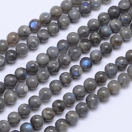 Labradorita natural hebras de perlas reronda X-G-I156-01-8mm-1