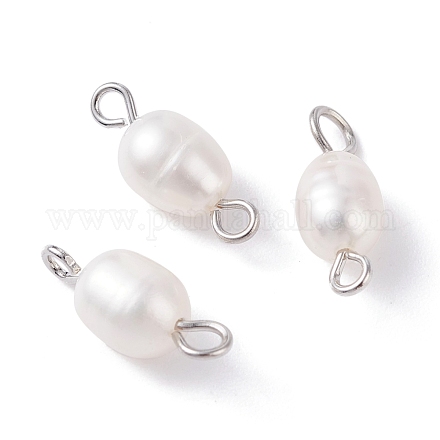 Natural Cultured Freshwater Pearl Bead Links Connectors PALLOY-JF01152-1