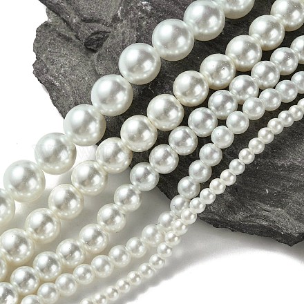 Abalorios de vidrio teñido de perla redondos HY-X0001-06-1