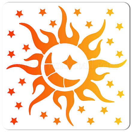 Gorgecraft 大きな太陽と月のステンシル 12x12インチ 再利用可能な星のステンシル テンプレート サイン ホーム ウォールデコ ペイント 木製 壁 スクラップブック カード フロア キャンバス タイル 図面 DIY-WH0244-075-1
