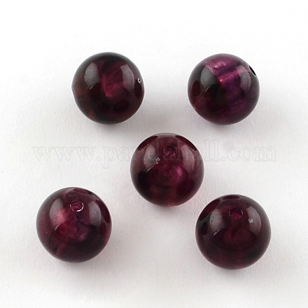 Perles rondes en acrylique d'imitation pierre précieuse OACR-R029-6mm-03-1