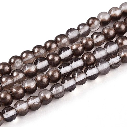 Запекание окрашенные прозрачные стеклянные бусины нити DGLA-N011-4mm-09-1