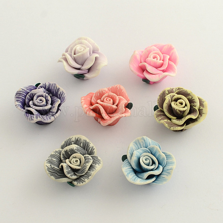 Handmade Polymer Clay Flower Beads CLAY-Q191-M02-1