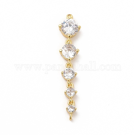 Rack Plating Brass Pave Cubic Zirconia Connector Charms KK-G458-02G-01-1