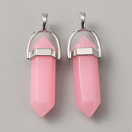 Двойные заостренные подвески из натурального окрашенного белого нефрита G-WH0016-37G-1