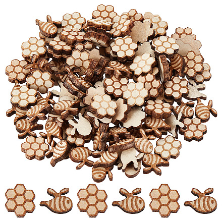 OLYCRAFT 120Pcs 2 Style Mini Wood Stud Earring Blanks Bees & Honeycomb Wood Studs Earring No Hole Bee Theme Studs Wood Earrings Blanks for DIY Crafts Earrings Making Jewelry Accessories Supplies WOOD-OC0003-50-1