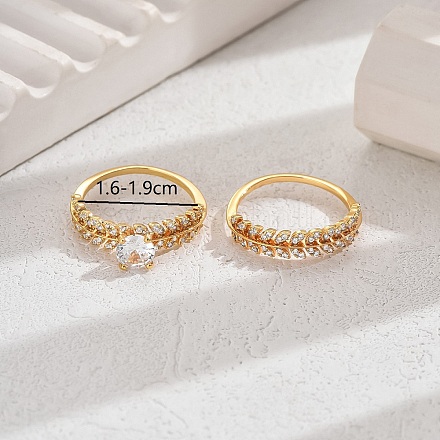 Элегантное медное кольцо с покрытием из 18-каратного золота и инкрустацией бриллиантами YE9619-1-1