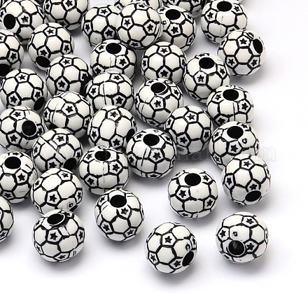Perles acryliques de style artisanal de ballon de football / soccer X-SACR-R886-06A-1