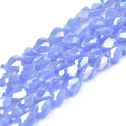 Galvanisieren undurchsichtige feste Farbe Glasperlen Stränge EGLA-N002-24-A01-1