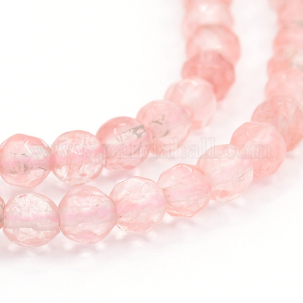 Chapelets de perles cerise quartz en verre G-J276-51-4mm-1