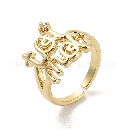 Открытые манжеты из латуни с паве из кубического циркония RJEW-M170-21G-1