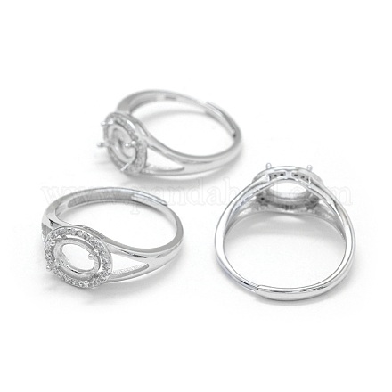 Componentes del anillo de dedo de plata de ley 925 ajustables STER-E061-27P-1