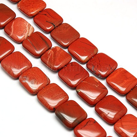 Carrés naturelle perles de jaspe rouge brins G-L253-05-1