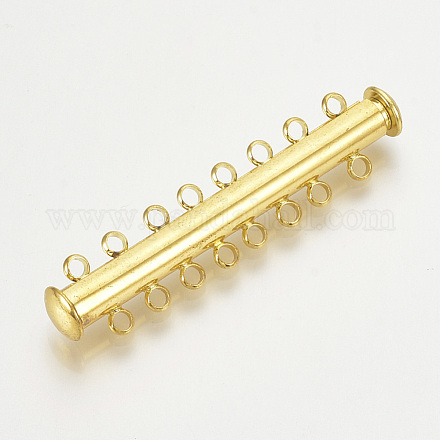 真鍮磁気スライドロックの留め金  1連  8穴  チューブ  ゴールドカラー  16mm  穴：46x10x6mm X-KK-Q740-02G-1