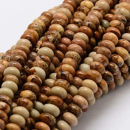 Rondelle naturelle image brins de perles de jaspe G-L439-08-1