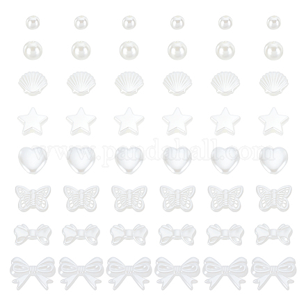 480 шт. 8 стиля бусины из искусственного жемчуга из АБС-пластика OACR-HY0001-19-1