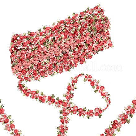 GORGECRAFT 5 Yards Flower Trim Ribbon Red Flower DIY Lace Applique Sewing Craft Lace Edge Trim for Wedding Dresses Embellishment DIY Party Decor Clothes OCOR-GF0001-17F-1