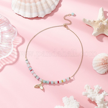 Ожерелья из круглых бусин из натурального смешанного камня и кварцевого кристалла NJEW-JN05302-02-1