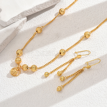 Комплекты круглых сережек и ожерелий из латуни для женщин LD4798-1