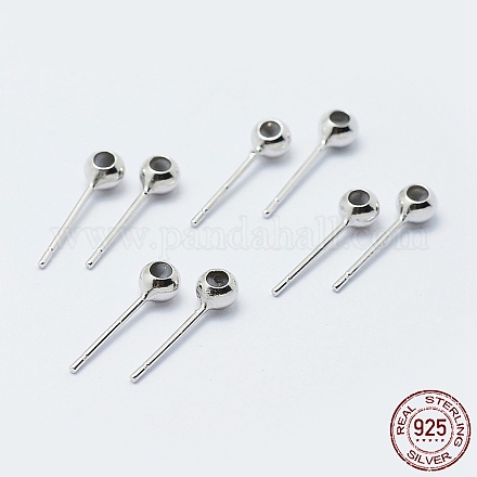 Rhodium Plated 925 Sterling Silver Ear Stud Findings STER-I014-23P-1
