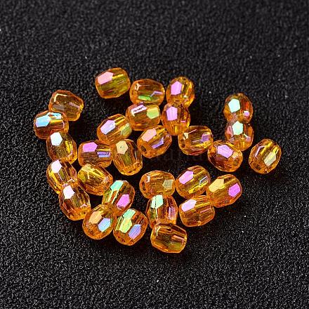 AB Color Plated Eco-Friendly Transparent Acrylic Barrel Beads TACR-L002-4mm-24-1