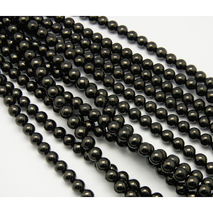 Natural Coal Quartz Beads Strands G-N141-4mm-6-1