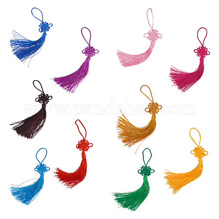 Décorations pendentif pompon polyester nbeads AJEW-NB0001-14-1