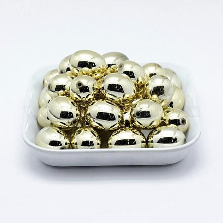 環境に優しいプラスチックビーズのメッキ  卵  黄金メッキ  22.5x17.5mm  穴：2.5mm  約120個/500g KY-K002-08G-1