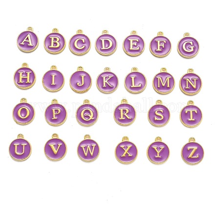Lettre initiale a ~ z breloques en émail de l'alphabet ENAM-X0018-12-1
