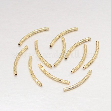 Real 18K Gold Plated Brass Curved Tube Beads X-KK-L147-196-NR-1