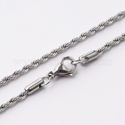 304 Stainless Steel Rope Chain Necklaces STAS-O056-B-10-1