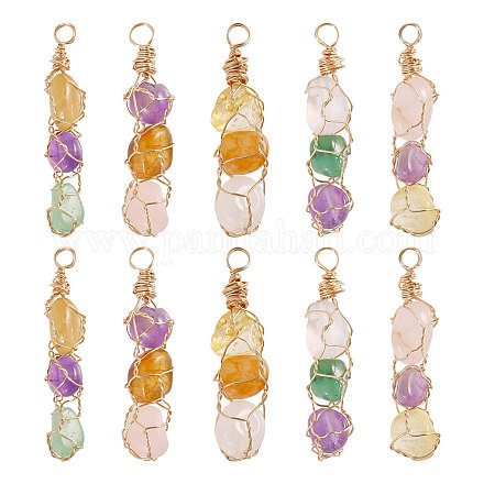 Подвески из медной проволоки с натуральными драгоценными камнями PALLOY-FH00038-1