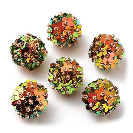 Paillette en plastique pvc avec pendentifs en perles de graines de verre FIND-G058-01F-1