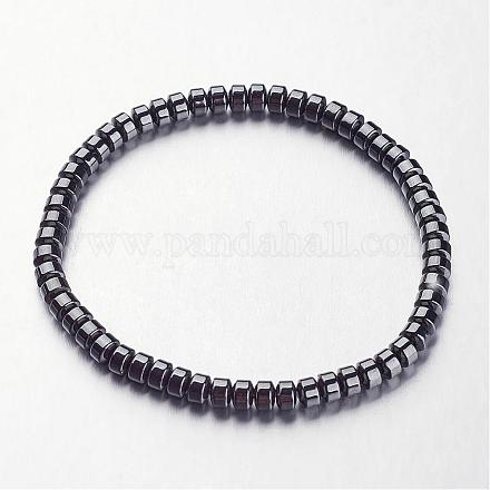 Hématite synthétiques non magnétiques bracelets extensibles de perle BJEW-F228-01-1