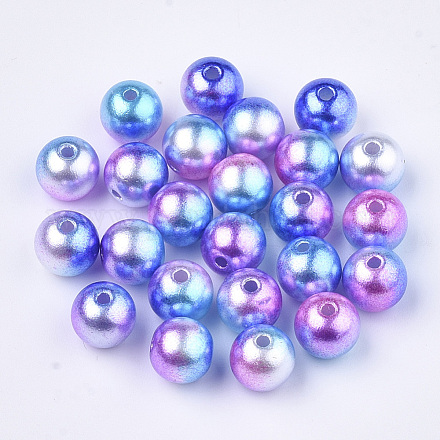 Rainbow ABS Plastic Imitation Pearl Beads OACR-Q174-8mm-06-1