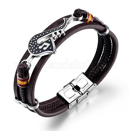 Bracelets multi-brins triple couche avec cordons en cuir d'imitation PW-WG36435-01-1