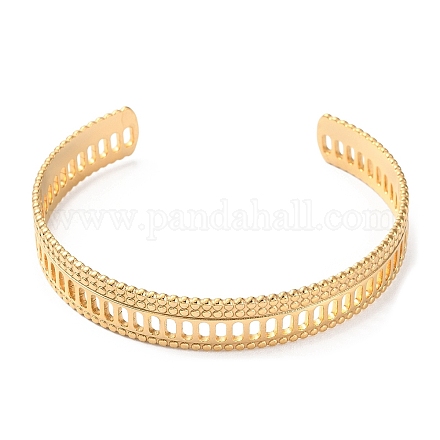 304 Stainless Steel Hollow Oval Cuff Bangles BJEW-F457-19G-1